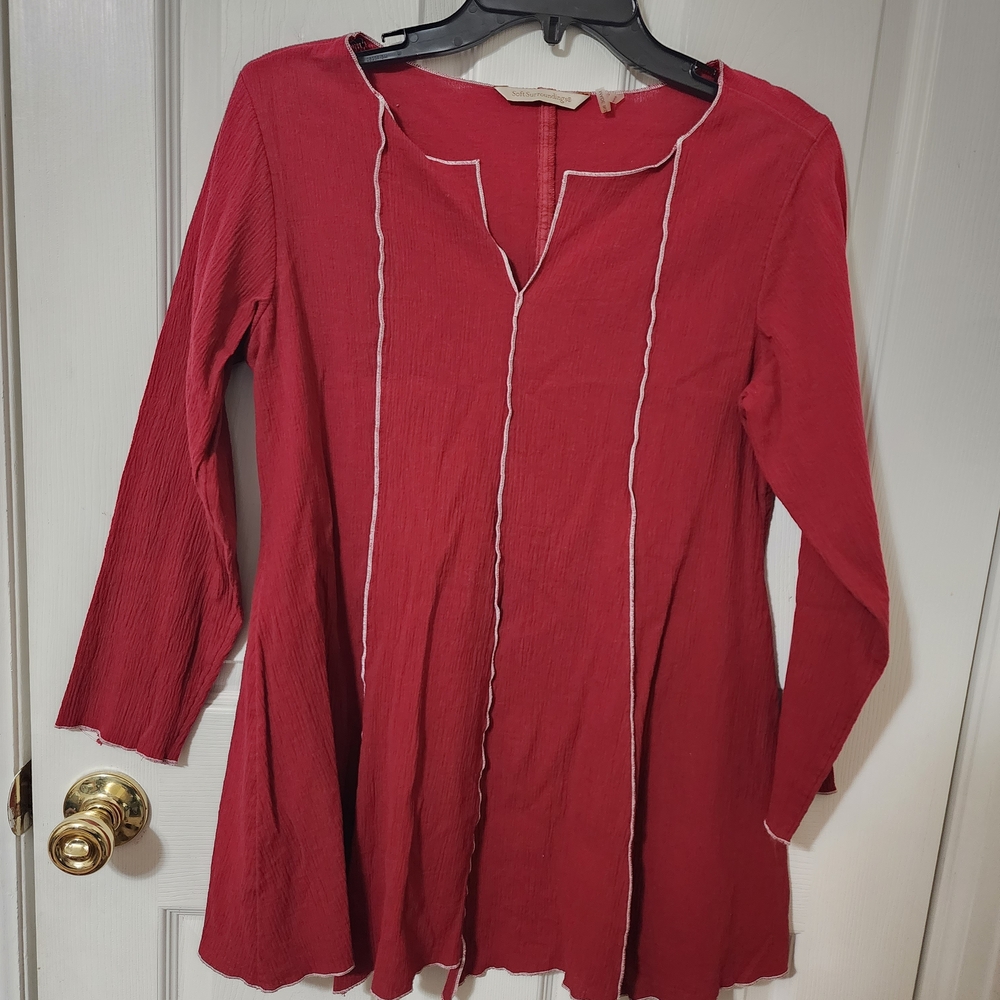 Soft Surroundings Red Tunic with White Trim